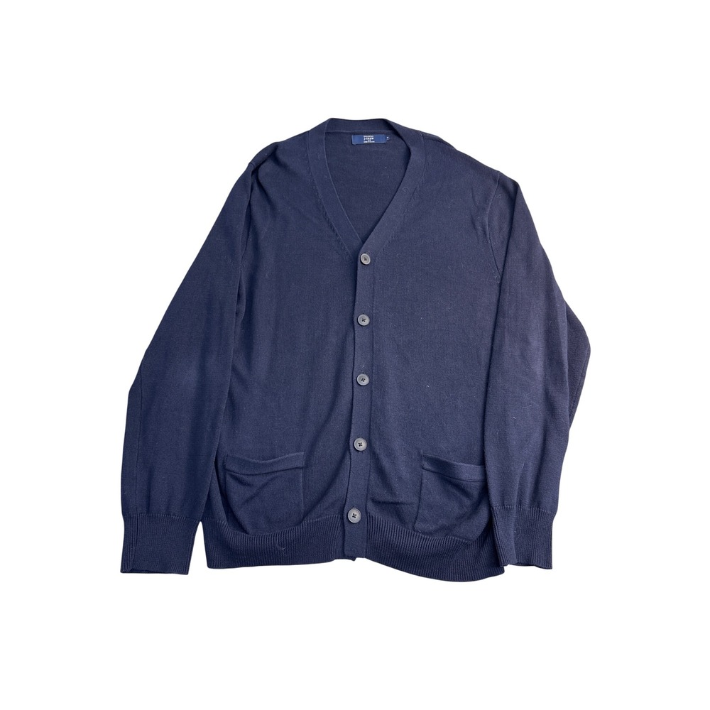 J.Crew Mens Navy Blue 100% Cotton V-Neck Button Front Cardigan Sweater XL 13103